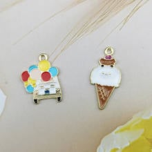 10Pcs Enamel Balloon Car Bear Ice Cream Metal Charms Pendant DIY Jewelry Accessory Cute Earrings Finding Gold-tone Floating 2024 - buy cheap