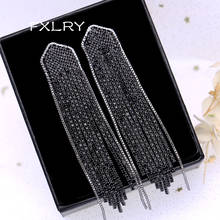 FXLRY Exaggerated Gold/Black Color Micro Paved Zircon Personality Long TasselParagraph Earrings Nightclub Queen Ea 2024 - buy cheap
