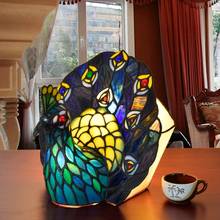 European Tiffany color glass peacock desk lamp hotel bar restaurant clubhouse bedside night light 2024 - buy cheap