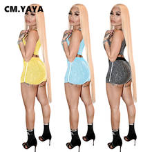 CM.YAYA Women 2 Piece Set Sequined Short Vest Empire Drawstring Sheath Elastic Mini Pants Set Sexy Night Club Bar Clothes Summer 2024 - buy cheap