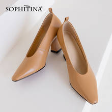 SOPHITINA New Fashion Women Pumps Solid Cow Leather New Design High Heel Shallow Ladies Shoes Leisure Elegant Daily Pumps MO410 2024 - buy cheap