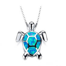 Женское ожерелье с подвеской в виде морской черепахи с голубым опалом, массивное ожерелье в виде животного для свадьбы, пляжа, подарочное Ювелирное Украшение 2024 - купить недорого