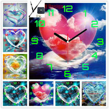 diamond painting 5d clock heart decoration home mosaic diamond diamond embroidery flowers daimond painting with square rhineston 2024 - buy cheap