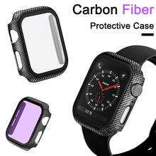 For Apple Watch Series 6/SE/5/4/3/2 Cover Carbon Fiber+Glass Film Case Full Protective Bumper for iWatch 44mm 40mm 42/38mm Shell 2024 - buy cheap