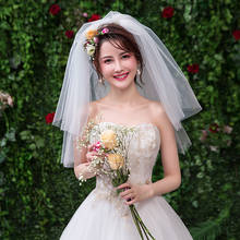 Simple Two Layers Short Tulle White Wedding Veils Cheap 2019 Ivory Bridal Veil for Bride  Mariage  Accessories Comb 2024 - buy cheap