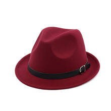 2019 2019 Women Men Fedora Hat With Leather Belt Party Hat For Lady Panama Hat Size 56-58CM 2024 - buy cheap