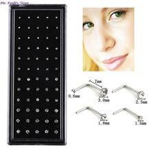 60pcs/lot Stainless Steel Faux Crystal Rhinestone Nose Rings Body Jewelry Nose Studs Hooks Body Piercing 2024 - buy cheap
