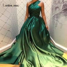 Bbonlinedress Green Evening Dress Satin A-Line One Shoulder Elegant Evening Dresses 2020 Pleat Long Formal Gowns Plus Size 2024 - buy cheap