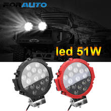 Barra de luz de led redonda forauto, 7 polegadas, 4x4, luz de condução off road super brilhante, 51w, feixe de luz para caminhão, trator 2024 - compre barato