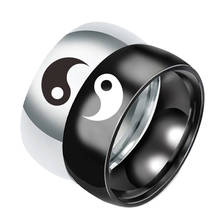 Moda estilo chinês yin e yang tai chi homens mulher casais definir sua e sua promessa anéis para amantes de aço inoxidável presente anéis 2024 - compre barato