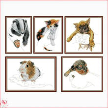 Kits de punto de cruz con estampado de animales pequeños en la palma, conjunto de bordado de lona, 11CT, 14CT, costura hecha a mano, decoración del hogar 2024 - compra barato