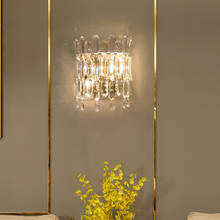 Luminária de parede de cristal, lustre moderno de luxo com led para decoração de parede, quarto, sala de estar, loft, corredores, sacada, iluminação interior, iluminação de cabeceira 2024 - compre barato