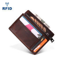 New Slim Genuine Leather Man Small Wallet With Zipper Coin Pocket Credit Card Holder For Men RFID Mini Purse Thin Male Money Bag 2024 - buy cheap