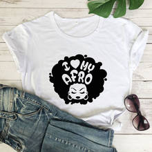 Camiseta i love my afro feminina, camiseta feminina preta feminina de alta qualidade 2024 - compre barato