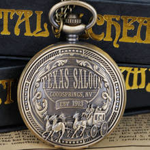 Reloj de bolsillo clásico TEXAS SALOON para hombre y mujer, pulsera de cuarzo con colgante Vintage, Fob, regalo 2024 - compra barato