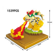 Классическая мультяшная игра boss figures nanobricks, Супер Марио bros fire Bowser Koopa micro diamond block model toys 2024 - купить недорого