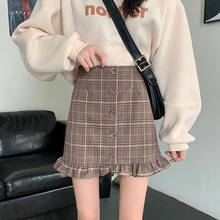 Women Summer Fairy A-Line Skirt Korean Harajuku Empire Plaid Mini Skirts Casual Female Y2k Above Knee High Waist Ruffles Skirts 2024 - buy cheap