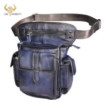 2020 Trend Genuine Leather Design Men Shoulder Messenger Bag Fashion Blue Heavy Duty Belt Fanny Waist Pack Leg Bag Tablet 913-5 2024 - buy cheap