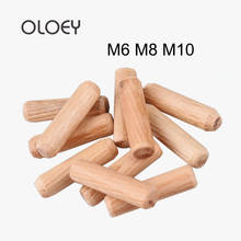 Good M6 M8 M10 Wooden Dowel Cabinet Drawer Round Fluted Wood Craft Dowel Pins Rods Set Furniture Fitting wooden dowel pin 2024 - buy cheap