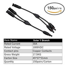150 pairs / Carton 2 IN 1 PV Connector Y Branch Type Connector Male to Female PV Parallel Connector DIY Solar Kits System 2024 - buy cheap