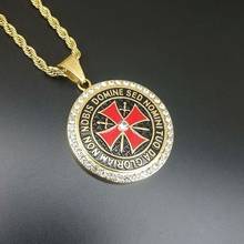 Fashion Vintage Round Cross Religious Hanging Necklace for Men Bohemian Crystal Inlaid Sliding Pendant Necklace Accessories 2024 - buy cheap