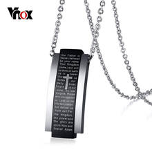 Vnox Engraved Bible Cross Pendant Necklace Stainless Steel Prayer Jewelry 20" Chain 2024 - buy cheap