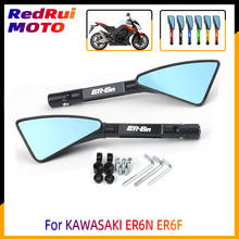 Espejos retrovisores universales de aluminio CNC para motocicleta, espejo antideslumbrante azul de 8mm y 10mm, con logotipo, para KAWASAKI ER6N ER6F ER-6N 2024 - compra barato