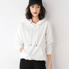 Sudadera holgada de manga larga para mujer, ropa de otoño, Color sólido, Tops coreanos, sudaderas blancas 2024 - compra barato