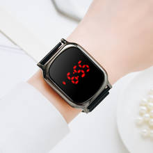 Часы женские кварцевые, брендовые Роскошные светодиодные цифровые с прямоугольным циферблатом, водонепроницаемые наручные, с браслетом 2024 - купить недорого