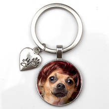 Personalize Cute Animal Keychain Dog I Love Glass Pendant Mini Heart Custom Pet Picture Keyring Man Girl Favorite Gift Souvenir 2024 - buy cheap
