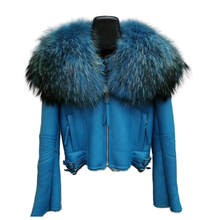 High Street Fashion Real Raccoon Fur Collar Genuine Sheepskin Leather Jacket Women Winter Coat 2024 - buy cheap