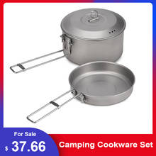 Titanium Pot Camping Pot Fry Pan with Lid Outdoor Frypan Titanium Bowls Camping Cookware Set for Outdoor Camping Hiking Picnic 2024 - buy cheap