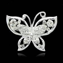 Silver color Collar Pin Crystal Butterfly Brooch Charming Accessories Drop Shipping 2024 - buy cheap