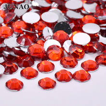 JUNAO 2 3 4 5 6 мм красный цвет Круглый кристаллический горный хрусталь аппликация Flatback Смола Кристальные наклейки для ногтей 2024 - купить недорого
