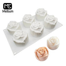 Meibum Cake Mold 6 Cavity Rose Shaped Mousse Dessert Silicone Mould Valentines Day Muffin Pan Cake Decoration Baking Tools 2024 - buy cheap
