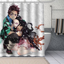 Cortinas de ducha de Kimetsu No Yaiba personalizadas, cortina de baño de tela lavable de poliéster para decoración artística de bañera, douchegordijn 2024 - compra barato