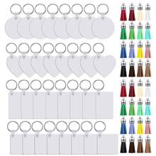 32Pcs Sublimation Blank Keychain Double-Side Printed Transfer Keychain with 32Pcs PU Leather Tassel Jewelry Making Key Chain 2024 - buy cheap