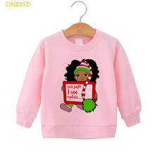 2020 winter children's Merry christmas clothes cute little melanin princess print black girls jumpers White pink yellow hoodies 2024 - buy cheap
