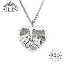 AILIN-Colgante con foto personalizado para hombre y mujer, collar de plata de ley 925 con corazón grabado familiar, joyería para el Día del Padre 2024 - compra barato