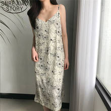 Spaghetti Strap Backless 2020 Summer New Women Sundress Sexy Vintage Print V-Neck Loose Beach Style Flowers Long Dress 8786 50 2024 - buy cheap