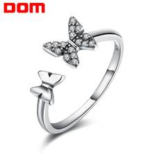 Women Rings Butterfly Open Adjustable Finger Rings for Women 3D Animal Ring Band 925 Sterling Silver Jewelry Korean SVR215 DOM 2024 - buy cheap