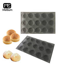 Black Porous 15 Cavity Silicone Mold Hamburger Cookie Bun Mould Round Milky Bread Pan Non Stick Bakeware Baking Tools 2024 - buy cheap