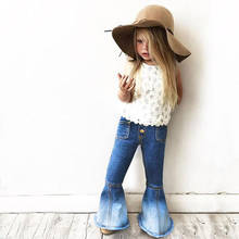 1-6T Toddler Kid Baby Girl Clothes set Boho Beach Summer Floral Lace Top and Denim Jeans Pant suit Elegant Fashion Streetwear 2024 - buy cheap