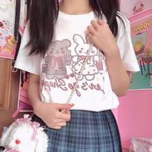 Camiseta de manga corta para niñas, ropa de estudiantes, Harajuku, holgada, Kawaii, Ulzzang, de algodón, suave, japonesa 2024 - compra barato
