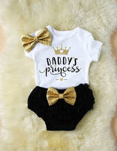 3PCS Newborn Baby Girl Outfits Clothes print Tops Bodysuit Bow Lace Shorts Pants Set Baby Summer Clothing 0-18M 2024 - buy cheap