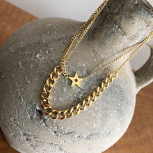 Double-layer chain star five-point star necklace collarbone chain titanium steel 18k gold-plated factory direct sales wholesale 2024 - buy cheap