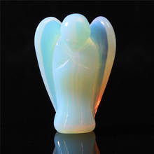 Pingente de pedras preciosas fofas de anjo, estatueta artística de pedra de cristal opalite para decoração de casa, presente artesanal 2024 - compre barato