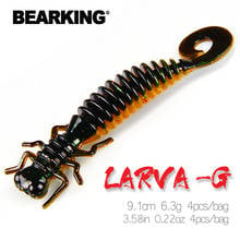 BEARKING Larva Soft Lures 9.1cm 6.3g 4pcs Artificial Lures Fishing Worm Silicone Bass Pike Minnow Swimbait Jigging Plastic Baits 2024 - buy cheap