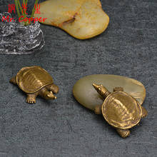 Antique Copper Mini Turtle Decorations Chinese Classical Brass Tea Pets Vintage Crafts Miniature Figurine Home Decor Accessories 2024 - buy cheap