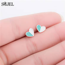 SMJEL Fashion Color Earrings Creative Geometric Heart Earrings Stud exquisite Fashion earings New Jewelry Girl birthday Gift 2024 - buy cheap